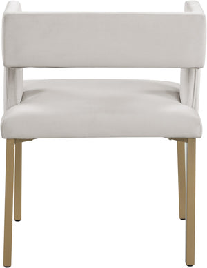 Caleb Velvet / Engineered Wood / Iron / Foam Contemporary Cream Velvet Dining Chair - 23" W x 21" D x 30" H