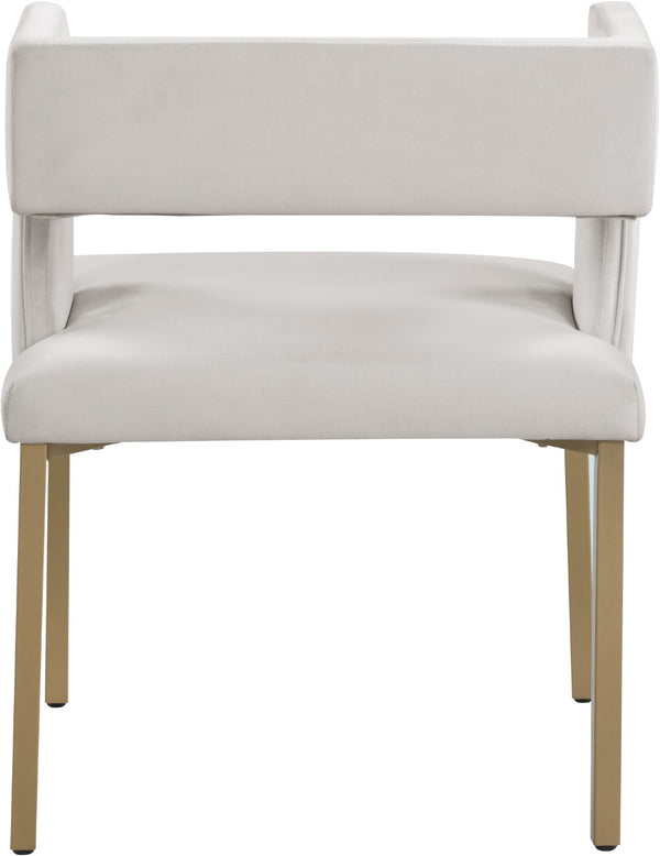 Caleb Velvet / Engineered Wood / Iron / Foam Contemporary Cream Velvet Dining Chair - 23" W x 21" D x 30" H