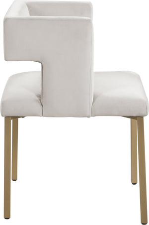 Caleb Velvet / Engineered Wood / Iron / Foam Contemporary Cream Velvet Dining Chair - 23" W x 21" D x 30" H