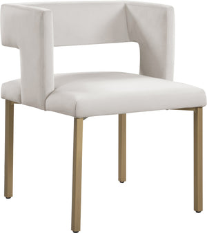Caleb Velvet / Engineered Wood / Iron / Foam Contemporary Cream Velvet Dining Chair - 23" W x 21" D x 30" H