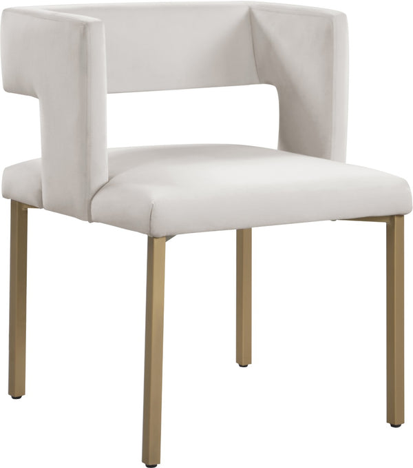 Caleb Velvet / Engineered Wood / Iron / Foam Contemporary Cream Velvet Dining Chair - 23" W x 21" D x 30" H