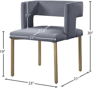 Caleb Velvet / Engineered Wood / Iron / Foam Contemporary Grey Velvet Dining Chair - 23" W x 21" D x 30" H