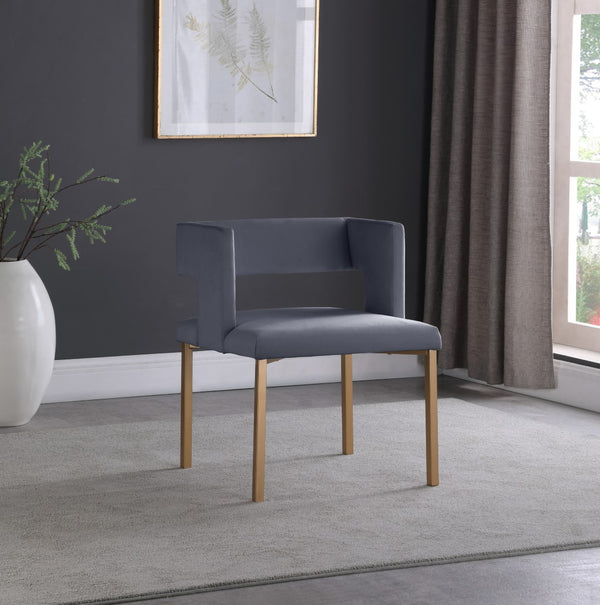 Caleb Velvet / Engineered Wood / Iron / Foam Contemporary Grey Velvet Dining Chair - 23" W x 21" D x 30" H