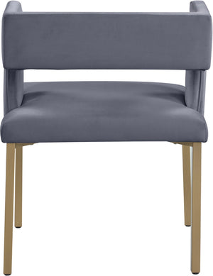 Caleb Velvet / Engineered Wood / Iron / Foam Contemporary Grey Velvet Dining Chair - 23" W x 21" D x 30" H