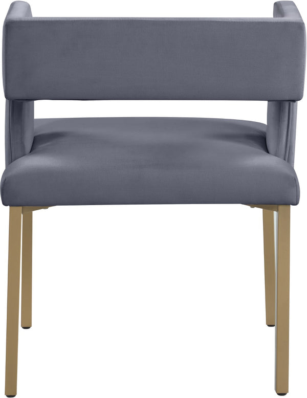 Caleb Velvet / Engineered Wood / Iron / Foam Contemporary Grey Velvet Dining Chair - 23" W x 21" D x 30" H