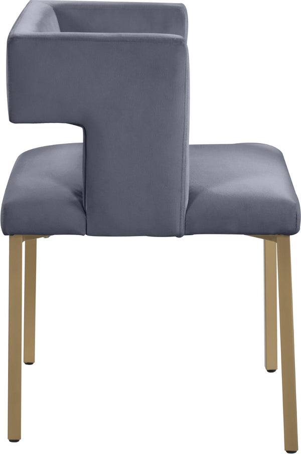 Caleb Velvet / Engineered Wood / Iron / Foam Contemporary Grey Velvet Dining Chair - 23" W x 21" D x 30" H