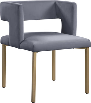 Caleb Velvet / Engineered Wood / Iron / Foam Contemporary Grey Velvet Dining Chair - 23" W x 21" D x 30" H