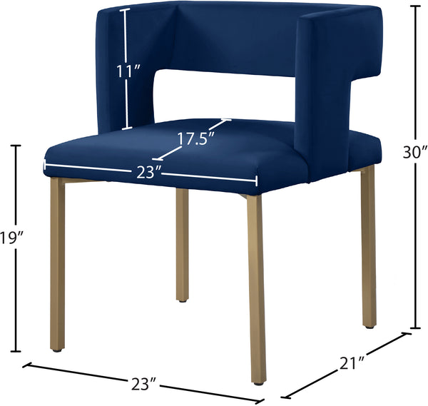 Caleb Velvet / Engineered Wood / Iron / Foam Contemporary Navy Velvet Dining Chair - 23" W x 21" D x 30" H
