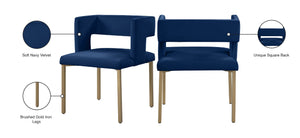 Caleb Velvet / Engineered Wood / Iron / Foam Contemporary Navy Velvet Dining Chair - 23" W x 21" D x 30" H