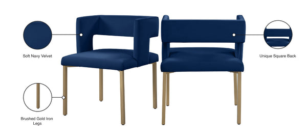 Caleb Velvet / Engineered Wood / Iron / Foam Contemporary Navy Velvet Dining Chair - 23" W x 21" D x 30" H