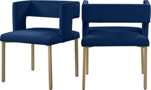 Caleb Velvet / Engineered Wood / Iron / Foam Contemporary Navy Velvet Dining Chair - 23" W x 21" D x 30" H