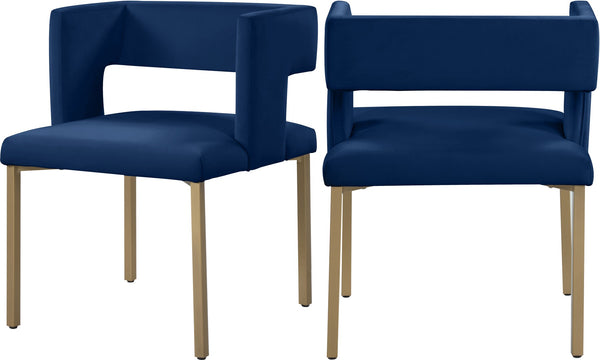 Caleb Velvet / Engineered Wood / Iron / Foam Contemporary Navy Velvet Dining Chair - 23" W x 21" D x 30" H