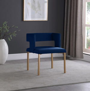 Caleb Velvet / Engineered Wood / Iron / Foam Contemporary Navy Velvet Dining Chair - 23" W x 21" D x 30" H