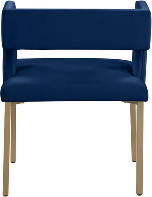 Caleb Velvet / Engineered Wood / Iron / Foam Contemporary Navy Velvet Dining Chair - 23" W x 21" D x 30" H