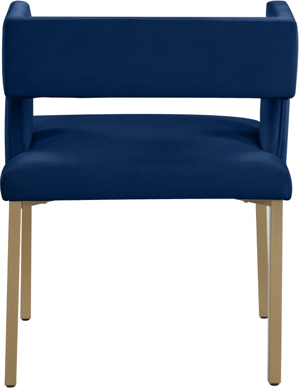 Caleb Velvet / Engineered Wood / Iron / Foam Contemporary Navy Velvet Dining Chair - 23" W x 21" D x 30" H