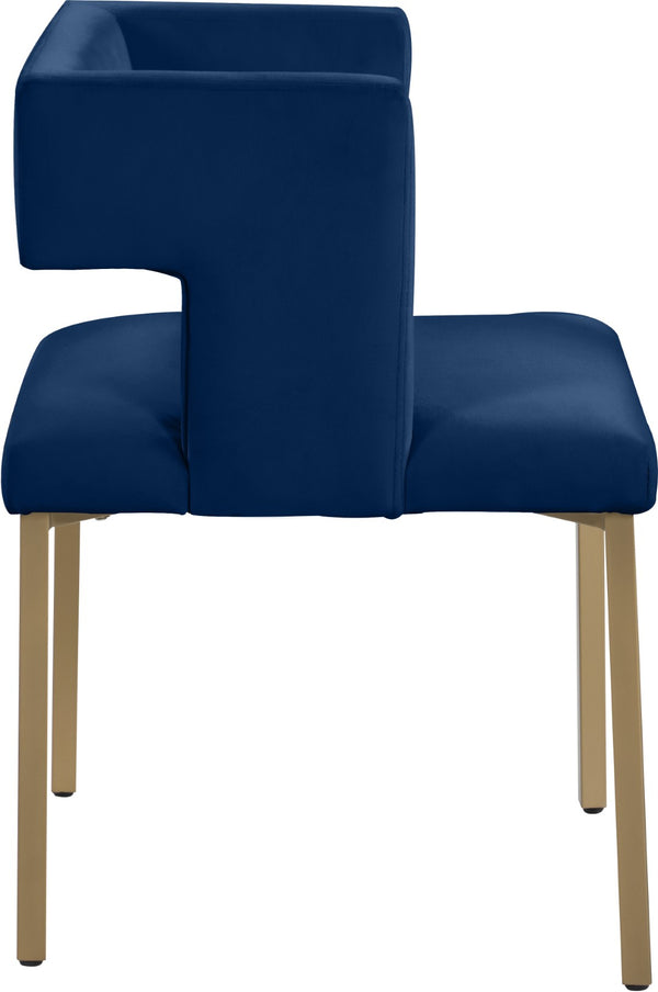 Caleb Velvet / Engineered Wood / Iron / Foam Contemporary Navy Velvet Dining Chair - 23" W x 21" D x 30" H