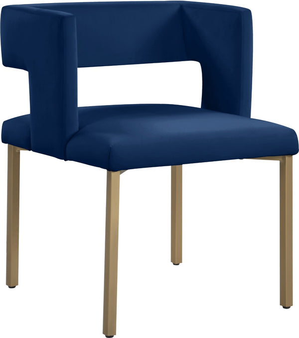 Caleb Velvet / Engineered Wood / Iron / Foam Contemporary Navy Velvet Dining Chair - 23" W x 21" D x 30" H