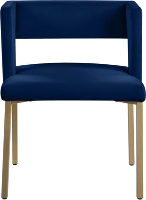 Caleb Velvet / Engineered Wood / Iron / Foam Contemporary Navy Velvet Dining Chair - 23" W x 21" D x 30" H