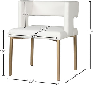 Caleb Faux Leather / Iron / Engineered Wood / Foam Contemporary White Faux Leather Dining Chair - 23" W x 21" D x 30" H