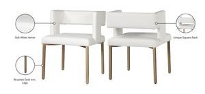 Caleb Faux Leather / Iron / Engineered Wood / Foam Contemporary White Faux Leather Dining Chair - 23" W x 21" D x 30" H