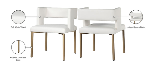 Caleb Faux Leather / Iron / Engineered Wood / Foam Contemporary White Faux Leather Dining Chair - 23" W x 21" D x 30" H