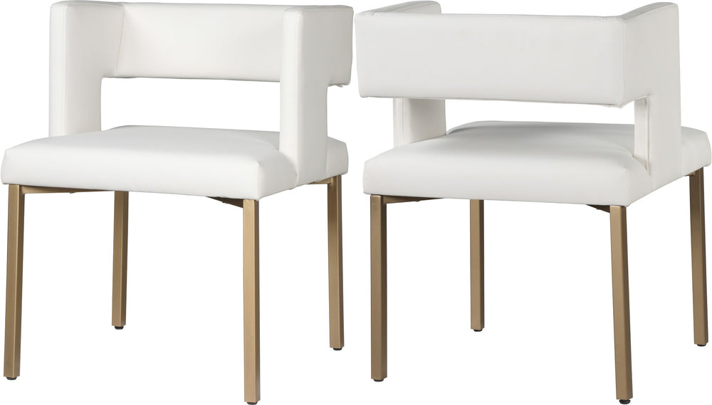 Caleb Faux Leather / Iron / Engineered Wood / Foam Contemporary White Faux Leather Dining Chair - 23" W x 21" D x 30" H