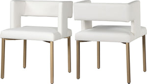 Caleb Faux Leather / Iron / Engineered Wood / Foam Contemporary White Faux Leather Dining Chair - 23" W x 21" D x 30" H