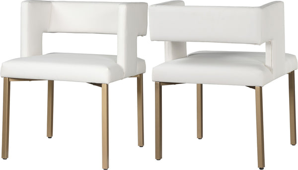 Caleb Faux Leather / Iron / Engineered Wood / Foam Contemporary White Faux Leather Dining Chair - 23" W x 21" D x 30" H