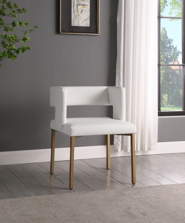 Caleb Faux Leather / Iron / Engineered Wood / Foam Contemporary White Faux Leather Dining Chair - 23" W x 21" D x 30" H