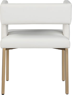 Caleb Faux Leather / Iron / Engineered Wood / Foam Contemporary White Faux Leather Dining Chair - 23" W x 21" D x 30" H
