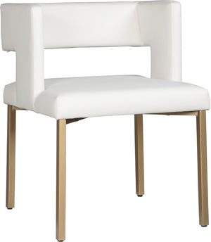 Caleb Faux Leather / Iron / Engineered Wood / Foam Contemporary White Faux Leather Dining Chair - 23" W x 21" D x 30" H