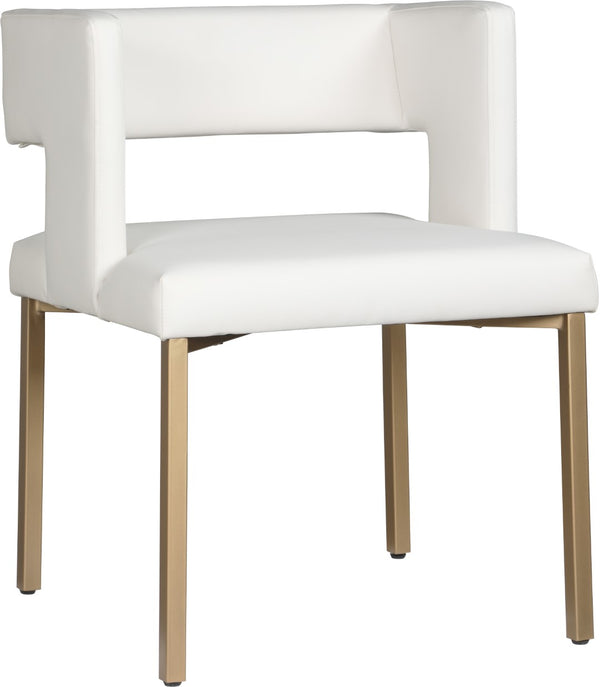 Caleb Faux Leather / Iron / Engineered Wood / Foam Contemporary White Faux Leather Dining Chair - 23" W x 21" D x 30" H