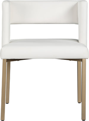 Caleb Faux Leather / Iron / Engineered Wood / Foam Contemporary White Faux Leather Dining Chair - 23" W x 21" D x 30" H