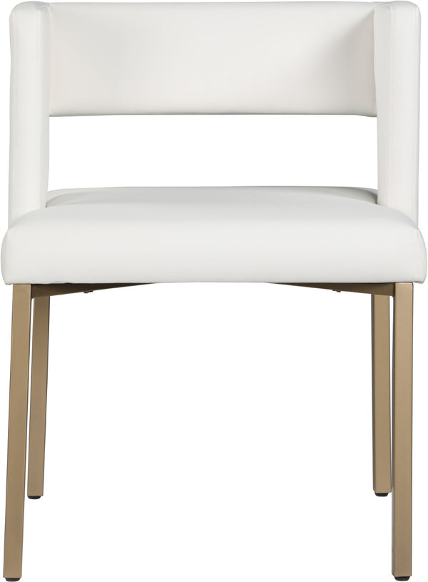 Caleb Faux Leather / Iron / Engineered Wood / Foam Contemporary White Faux Leather Dining Chair - 23" W x 21" D x 30" H