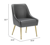 Zuo Modern Madelaine 100% Polyurethane, Plywood, Steel Modern Commercial Grade Dining Chair Gray, Gold 100% Polyurethane, Plywood, Steel