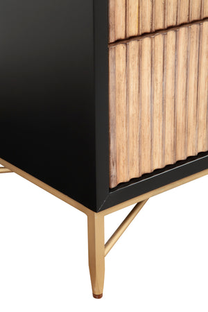Larsen Small Chest in Black & Natural - Mahogany, Gold Accents, Felt Lined Drawer & Stylish Design