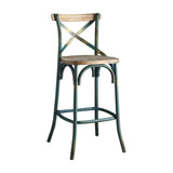 Zaire Industrial/Vintage Bar Chair (1Pc) Antique Oak Wood Seat (cc Walnut China Fir ) • Antique Turquoise (Antique Turquoise Metal) with Antique Hand-Brush (Spray Painting) --> PI doesn't match color code 96807-ACME