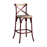 Zaire Industrial/Vintage Bar Chair (1Pc) Antique Oak Wood Seat (cc Walnut China Fir ) • Antique Red (Antique Red Metal) with Antique Hand-Brush (Spray Painting) --> PI doesn't match color code 96808-ACME