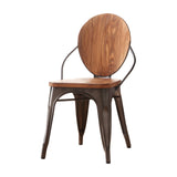 Jakia III Industrial Side Chair (Set-2) Gunmetal Metal (Gunmetal Powder Coating) • Natural Back & Seat (Pine Wood) 96811-ACME