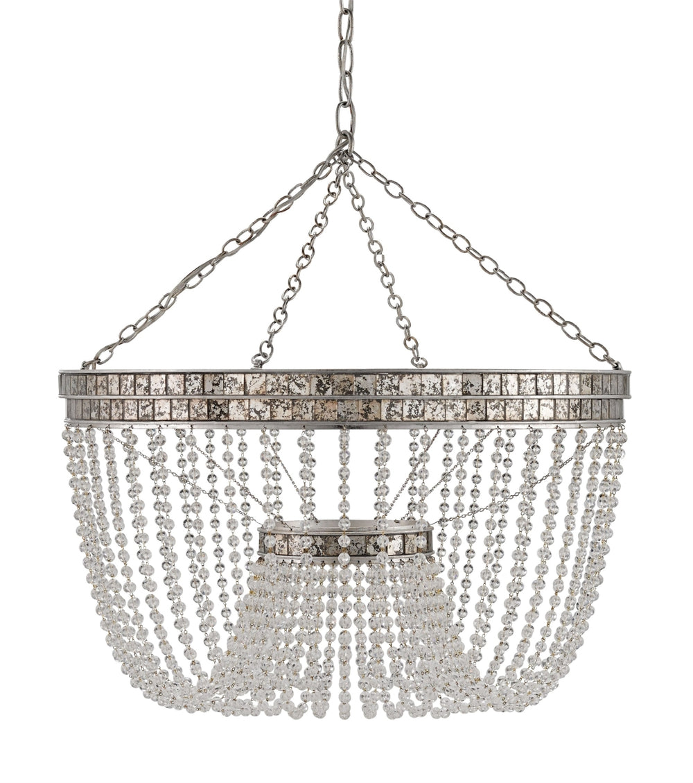 Highbrow Chandelier - Modern Glamour with Crystal Beads & Antique Silver Finish for Elegant Spaces