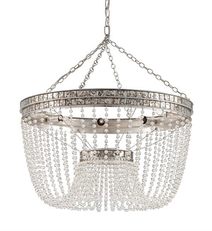 Highbrow Chandelier - Modern Glamour with Crystal Beads & Antique Silver Finish for Elegant Spaces