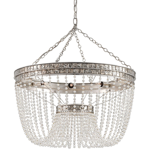 Highbrow Chandelier - Modern Glamour with Crystal Beads & Antique Silver Finish for Elegant Spaces