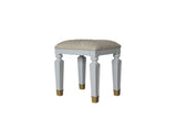 House Marchese Transitional/Vintage Stool Two Tone Beige Fabric(ABE-40) & Pearl Gray Finish 96860-ACME