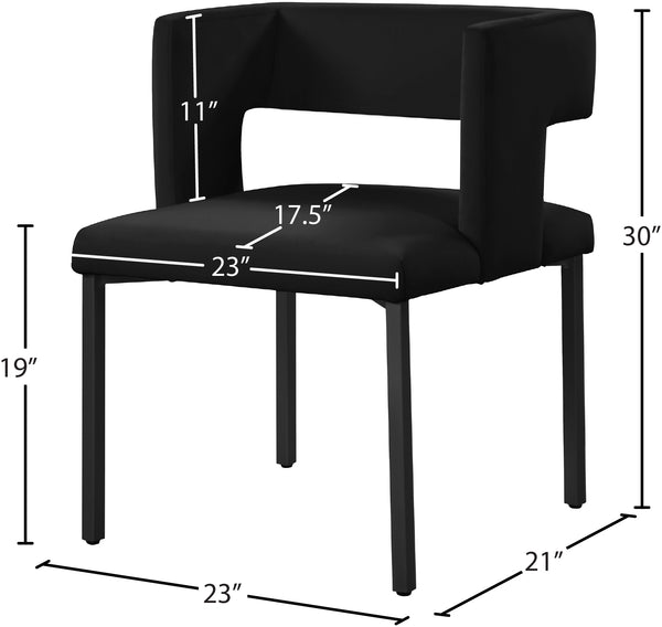 Caleb Velvet / Engineered Wood / Iron Contemporary Black Velvet Dining Chair - 23" W x 21" D x 30" H