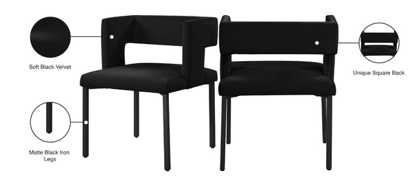 Caleb Velvet / Engineered Wood / Iron Contemporary Black Velvet Dining Chair - 23" W x 21" D x 30" H