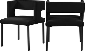 Caleb Velvet / Engineered Wood / Iron Contemporary Black Velvet Dining Chair - 23" W x 21" D x 30" H