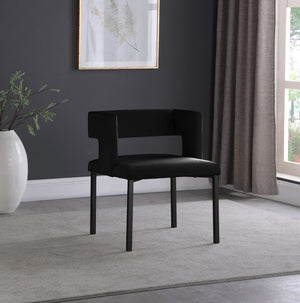 Caleb Velvet / Engineered Wood / Iron Contemporary Black Velvet Dining Chair - 23" W x 21" D x 30" H