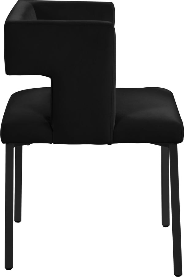 Caleb Velvet / Engineered Wood / Iron Contemporary Black Velvet Dining Chair - 23" W x 21" D x 30" H