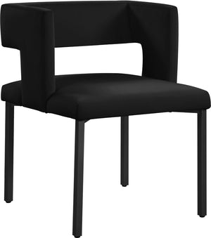 Caleb Velvet / Engineered Wood / Iron Contemporary Black Velvet Dining Chair - 23" W x 21" D x 30" H