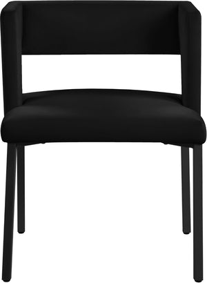 Caleb Velvet / Engineered Wood / Iron Contemporary Black Velvet Dining Chair - 23" W x 21" D x 30" H